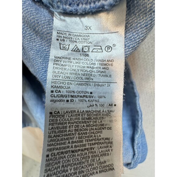 Old Navy Women Chambray Flutter Blouse Denim Sz 3X Blue Lightweight Short Sleeve - Picture 4 of 12